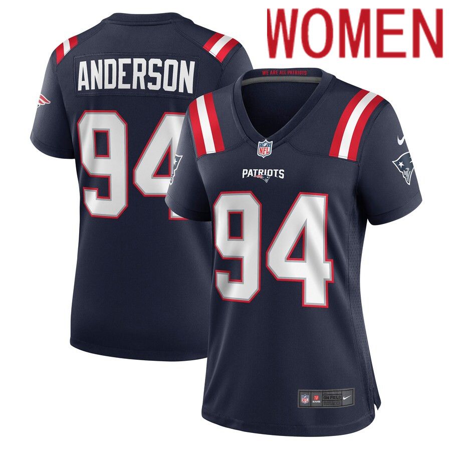 Women New England Patriots 94 Henry Anderson Nike Navy Game NFL Jersey